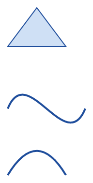 curve 的三个例子：闭合的浅蓝三角形，一条三次贝塞尔曲线（S 形），一条二次贝塞尔曲线（拱形）